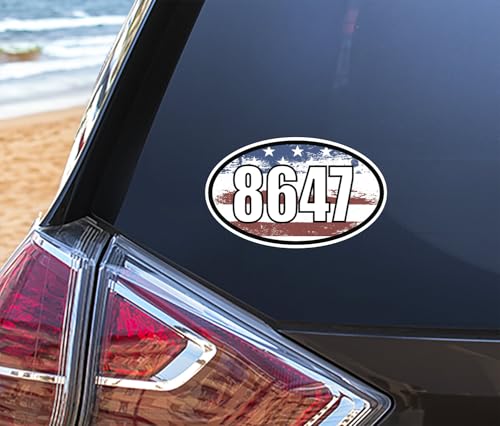 Image of 8647 USA Flag Oval Vinyl Bumper Stickers (3 Pack)