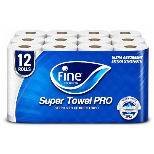 Fine Kitchen Super Towel Pro 12 Rolls 60 Sheets x 3 Ply Paper Tissue