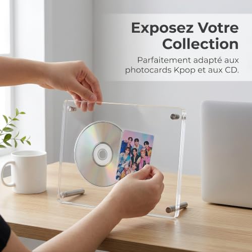 Soporte para CD acrílico con base móvil, exhibidor transparente antiarañazos 7