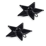 2Pcs Decorative Iron Plate Candle Holder with Five-Pointed Star Shape, Candle Holders for Candlestic