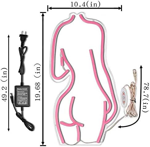 Lady Back LED Neon Sign Lights, Silica/Acrylic, Size 19.6''x10.4'' Art Decorative Lights (Pink)