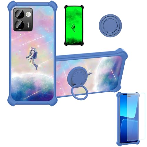 jioeuinly Case Compatible for Doogee N50 Pro Phone Case Cover [with Tempered Glass Screen Protector][Hard PC + Soft Silicone][Ring Support] [Luminous Effect] YGL-FXJ