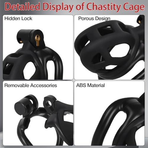 Image of BDSM, Sex Toys Male Chastity Cage with Elastic Belt & Invisible Lock - 4 Rings Lightweight Comfort Fit Design for Long Term Wear, Secure Bondage Device (XS-60mm) - Breathable Large Penis Cage for Men