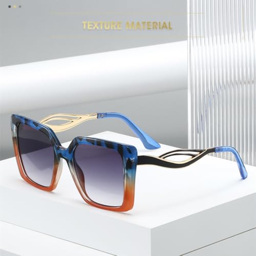 Lunettes de soleil rétro léopard dégradées carrées avec protection UV400 - 3