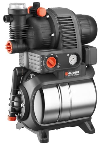 Gardena Premium Hauswasserwerk 5000/5 eco inox: Hauswasserpumpe mit Druckkessel aus rostfreiem Edelstahl, mit Trockenlaufsicherung, 4500 l/h Fördermenge, energiesparend (1756-20)