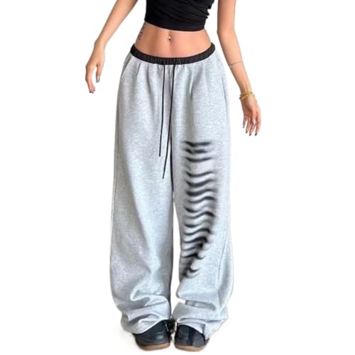 Womens Wide Leg Sweatpants High Waisted Baggy Lounge Pants Drawstring Y2k Grey Baggy Sweatpants Joggers with Pockets
