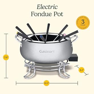 Cuisinart CFO-3SS Electric Fondue Maker, Brushed Stainless, 6.12" x 10.50" x 7.00"