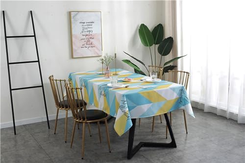 Nappe polyester haut de gamme 135x220 imprimée de triangles bleus chic KnSam
