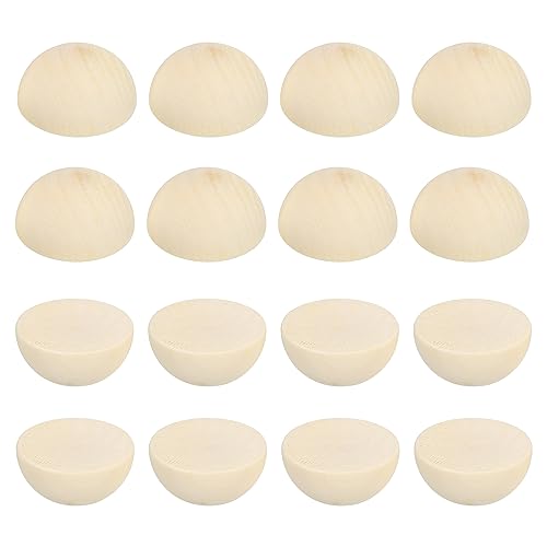 PATIKIL 40mm Half Wood Beads, 25 Pack Unfinished Natural Wooden Beads Round Split Wood Balls for Craft Art Ornaments Painting Brown