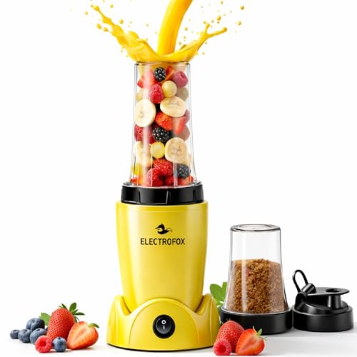 Image of Electrofox Belndo+ 2 Jar Bullet Nutri 750 W Juicer Mixer Grinder (2 Jar Nutri Blendo+ | 2 Jars | Yellow) 2 Year Warranty