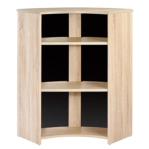 SIMMOB Meuble Comptoir Meuble Bar 96 cm Face Noire 3 Niches 96,7 x 104,8 x 44,9 cm - Chêne Naturel