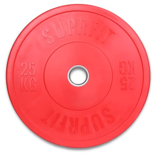 SUPRFIT Disques de poids en granulés de caoutchouc 50 mm - Poids : 25 kg - Disques d'haltères absorbants les chocs 50 mm pour entraînement d'haltères, disques de poids - Couleur : bleu Cover