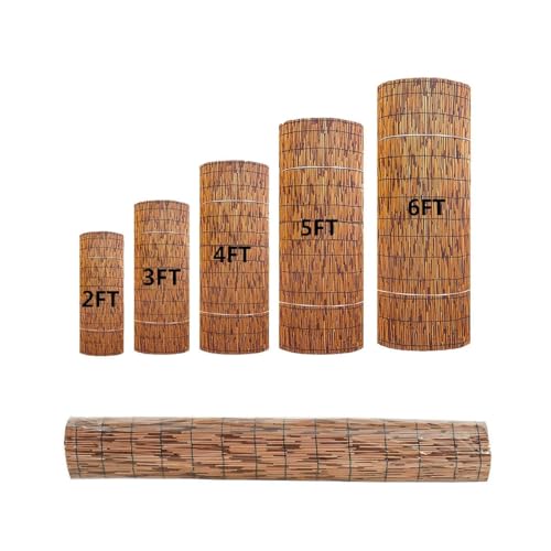 Brauner Schilfrohrmatte, Sichtschutz, 50 60 80 90 100 140 150 160cm Hoch Natürlicher Bambusmatte, Sichtschutzzaun, Robuste Gerade, Pool/Garten/Terrasse/Balkon/Hinterhof/Dach