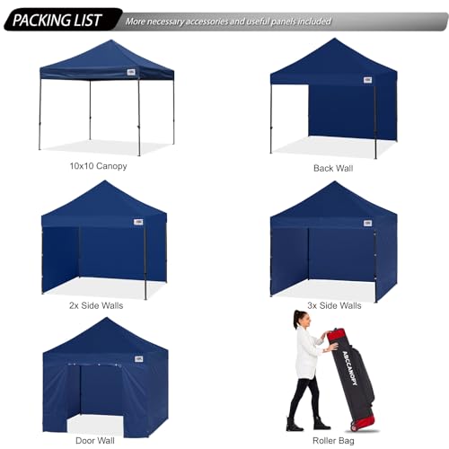 Image of ABCCANOPY Heavy Duty Easy Pop up Canopy Tent with Sidewalls 10x10, Navy Blue