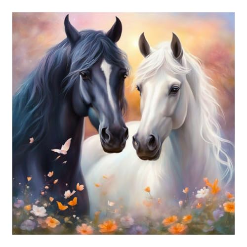 AMORARS Horse Diamond Art Kits for Adults - 5D Diamond Painting Kit - Diamond Dot Full Rond Gem Art Beginner DIY Crafts Home Decoration Gifts