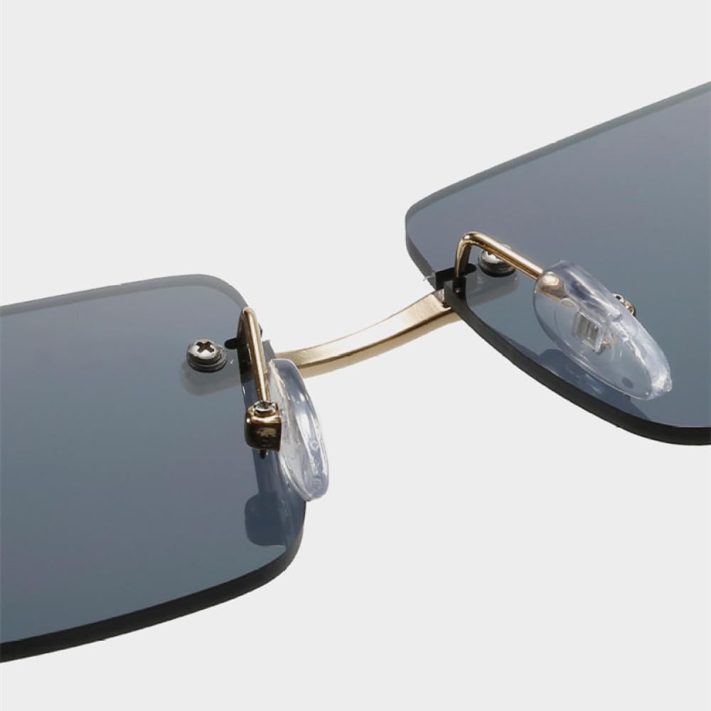 Klassische randlose Sonnenbrille für Damen, Metall, quadratisch, rechteckig, Sonnenbrille für Damen