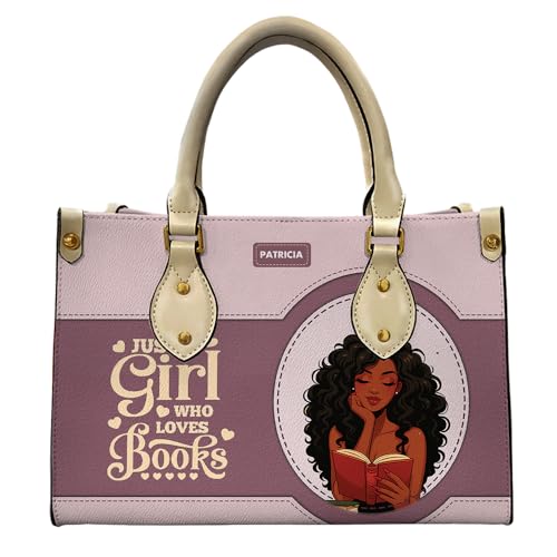 Personalized Book Lover PU Leather Handbag – Just a Girl Who Loves Books Leather Bag Gift for Women & Teachers Umu1-52