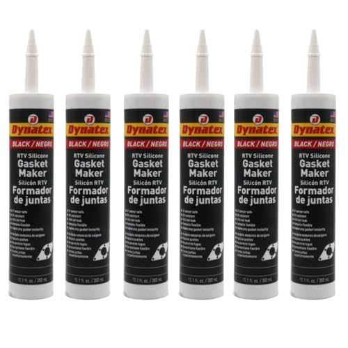Image of Dynatex Black RTV Silicone Gasket Maker 10.1oz Caulk Tube - Oxygen Sensor Safe, OEM Specs, 500F Hi-Temp, Oil /Water Resistant, Made in the USA (6-Pack)