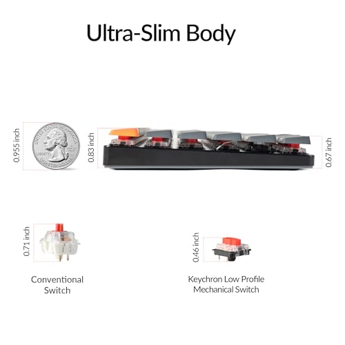 Image of Keychron K3 Version 2, 84 Keys Ultra-Slim Wireless Bluetooth /USB Wired Mechanical Keyboard with White LED Backlit, Low-Profile Gateron Mechanical Red Switch Compatible with Mac Windows