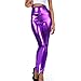 Produktbild TWIFER Damen Strethcy Shiny Sport Fitness Leggings Elastic Waist Hosen (L, Y-Violett)