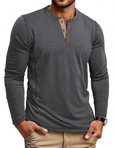 Chemise Henley homme manches longues contre la chaleur : t-shirt basique léger respirant