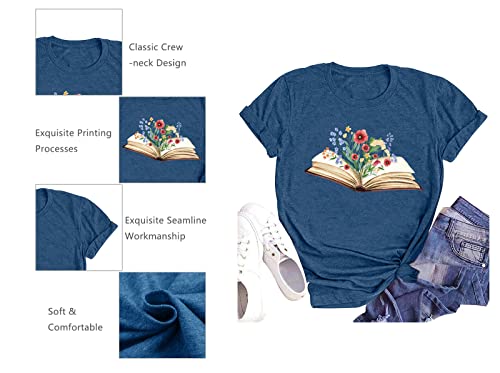 Image of Books Shirts for Women Reading T-Shirt Book Lover Tops Funny Readers Gifts Clothes Casual Librarian Tees