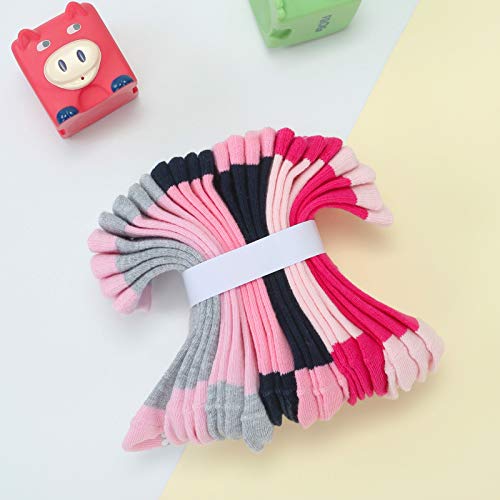 Image of JAKIDAR 12 Pack Baby Socks Cotton Crew Toddler Socks Grips Non Slip Bottom Kids Socks