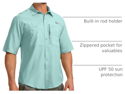 Image of G Gradual Men's Fishing Shirts with Zipper Pockets UPF 50+ Lightweight Cool Short Sleeve Button Down Shirts for Men Hiking