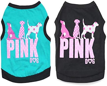 DERUILA 2Pack Dog Clothes for Small Medium Dog Boy Puppy Shirt for Chihuahua Yorkies Pet Dog Cat Pink Print Soft Sweatshirt Breathable Comfortable Cute Vest Apparel