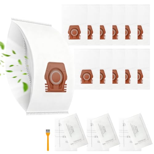 12 Pack Guard S1 Hoover Bags Compatible with Miele Guard L1 Hoover Bags M1 L1/S1 Junior Flex Series, for Miele M1 Hoover with 3 AirClean Exhaust Filters & 3 Motor Protection Filters