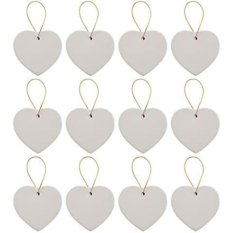 DIY Ceramic Bisque Heart Ornaments for Christmas Tree and Holiday Decoration | 12 Pack Cover