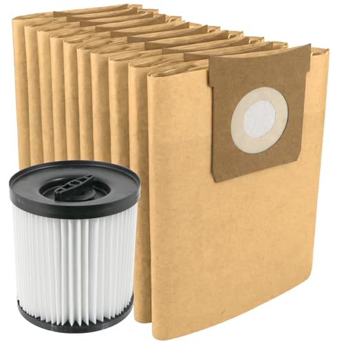 SPARES2GO Filtre à cartouche + 10 sacs à poussière pour aspirateur Titan TTB774VAC TTB775VAC TTB776VAC TTB777VAC 16L 20L 30L 40L