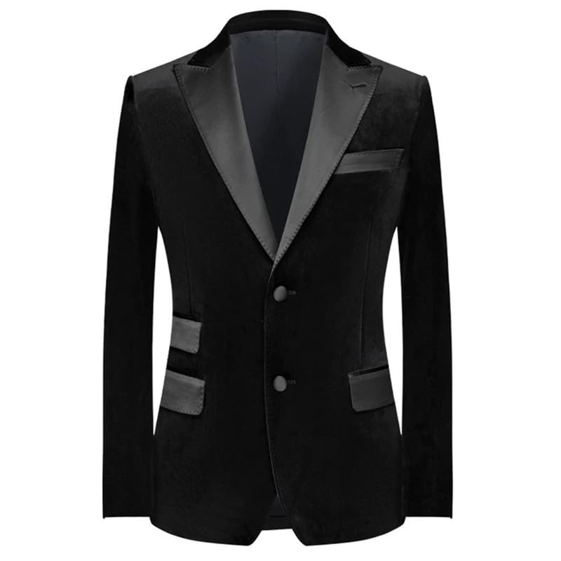 Men's Velvet Blazer Peak Lapel Suit Jacket Double-Pockets Prom Wedding Party Suit Tuxedo