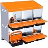 Chicken Nesting Box, Egg Laying Box 6-Compartment, Rolling Metal Egg Laying Box with Egg Guard, Hanging Design, Suitable for Hens, Ducks and PoultryOrange
