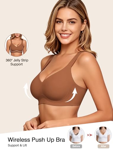 Image of Jelly Wireless Bras for Women No Underwire Push Up Seamless Full Coverage Bralettes Support Lift Everyday Bra