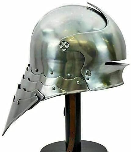 German Sallet Medieval Helmet – Authentic 15th Century Knight Armor Replica – 16-Gauge Steel with Hinged Visor – Wearable LARP, Cosplay & Reenactment Headgear for Adults