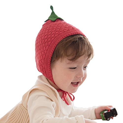Image of LLmoway Baby Toddler Girl Beanie Winter Knit Hat Soft Cute Cotton Hat with Strap