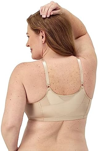 Playtex Women's 18 Hour Extra Back Support Front Close Wireless Bra Use52E with 2-Pack Option, White/Nude