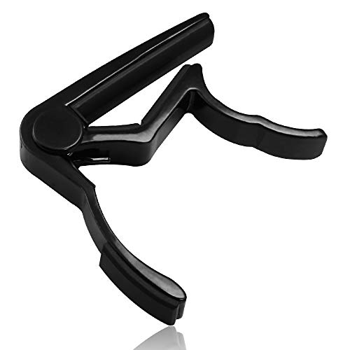 Guitar Capo for Acoustic & Electric Guitars, 2-Pack Metal Black Guitar Capo & Rosewood Guitar Capo, One-hand Adjustable Capo Clamp, 2 Pack (Rosewood+Black)