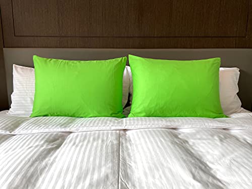 Image of Soft Pillow Covers 16 x 26 Inches - 100% Egyptian Cotton 400 Thread Count Set of 2 Pillow Cover Set Envelope Closure Hotel Quality Pillowcase - Green