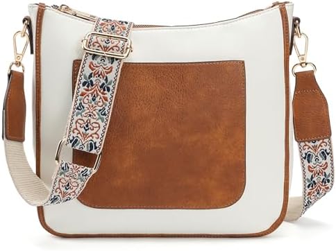 Vegan Leather Crossbody Bags for Women,Fashion Shoulder Purse with Adjustable Guitar Strap
