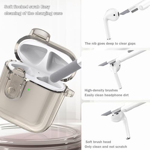 Image of for Airpod Case with Cleaner Kit, Crystal Clear Cover | Highly Transparent Anti-Yellowing TPU,Shockproof,Scratch-Resistant,Travel-Ready Keychain Cover for Work,Gym,Clear Black