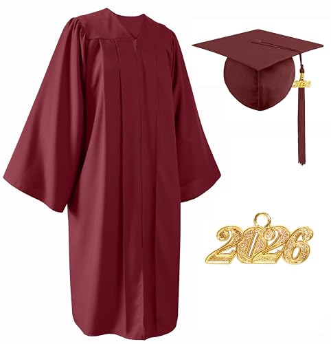Image of Unisex Matte Graduation Cap and Gown 2026 with Tassel for High School and College Graduation