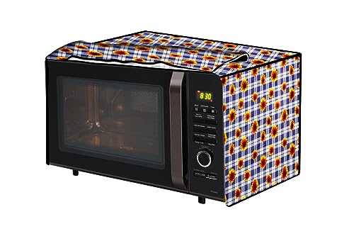 Image of The Furnishing Tree PVC Waterproof Microwave Oven Cover Compatible for Morphy Richards 23 L Convection 23MCG Gingham Floral Pattern Blue