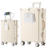 [Tatsui] スーツケース 機内持ち込み キャリーケース アルミ フレーム タイプ 大容量 ストッパー付き 耐衝撃 USBポート TSAローク搭載 カップホルダー付き 隠しフック機能 便利グッズ キャリー ケース 軽量 静音 大型 360度回転キャスター キャリーバッグ ビジネス 出張 旅行