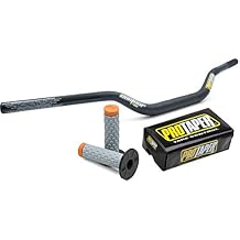 Pro Taper 2805D JET BLACK Black Contour handlebars - compatible with Factory Suzuki/KTM Stock & 024855 Orange Pillow Top Grips