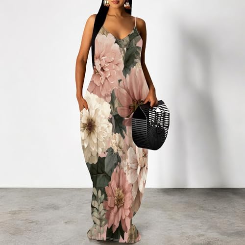 Image of SUZONANA Women Plus Size Summer Maxi Dress Spaghetti Strap Loose Sundress