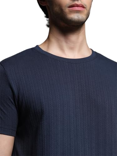 Image of JACK & JONES Men Solid Round Neck Cotton Slim Fit T-Shirt