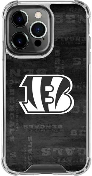 Skinit Clear Phone Case Compatible with iPhone 16 Pro Max - Officially Licensed NFL Cincinnati Bengals Black & White Design