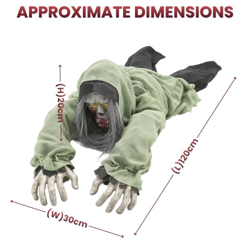 4ft Zombie Animatronic Outdoor Halloween Decoration with Flashing Red Eyes — photo 3